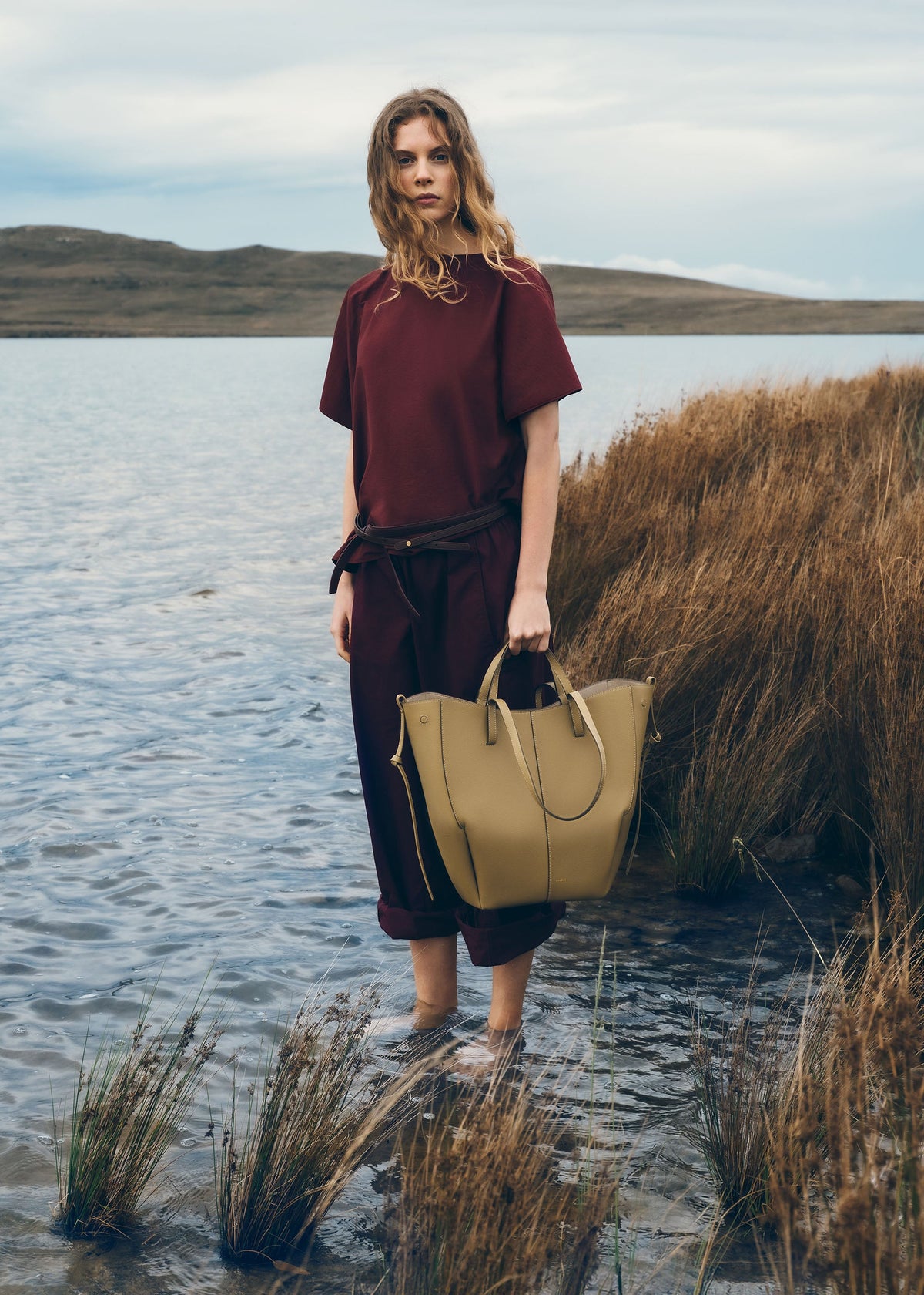 Cyme Tote - Olive Fumée Grainé