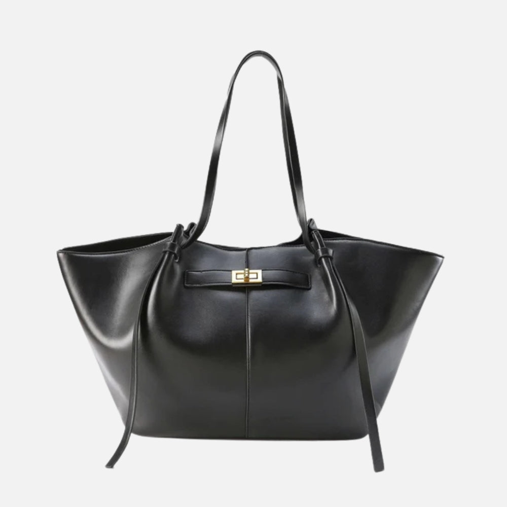 Sac cabas femme en cuir vegan, porté à l'épaule